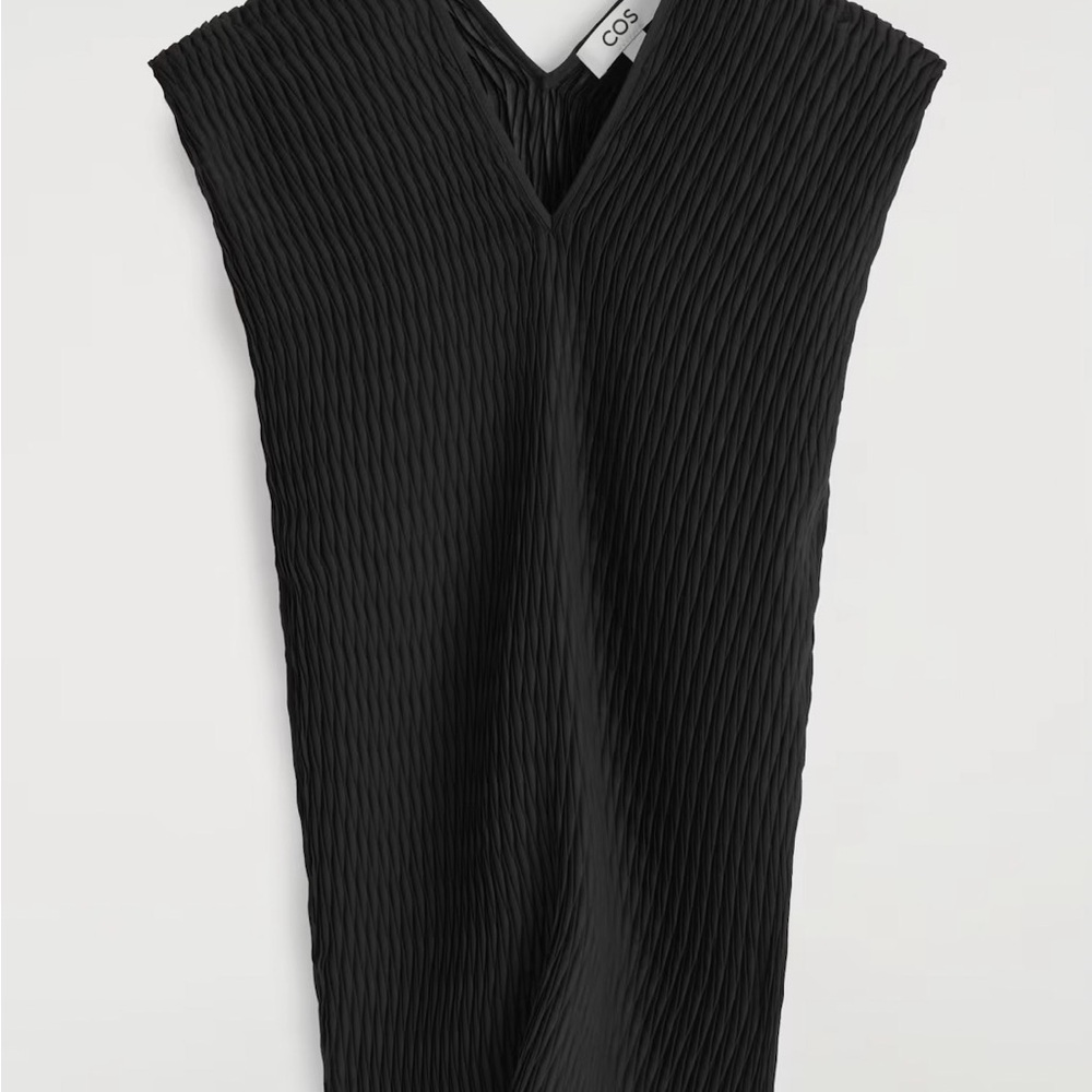 COS Black Pleated V-Neck Blouse NWT